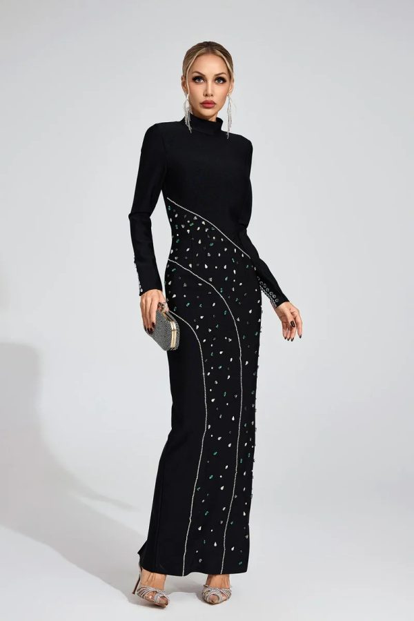 echo sequined maxi dress in black 12