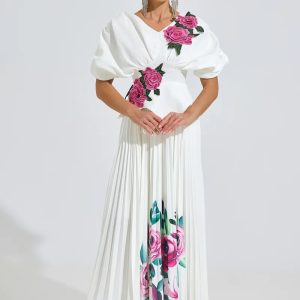 elston pleated flower printed maxi dress 11