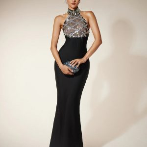 firnix crystal sequin bandage maxi dress 11