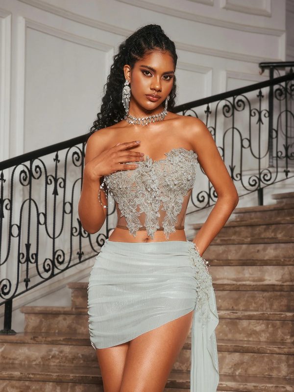 jelia strapless ruched skirt set 14