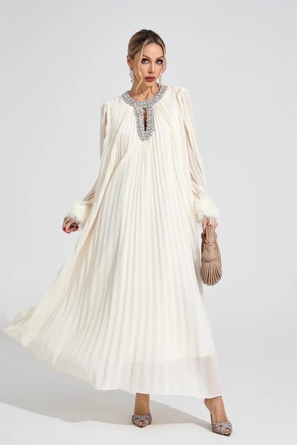 jocasta diamante feather pleated maxi dress 12