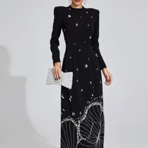 persephone diamond embellished maxi dress in black 11