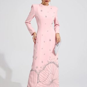 persephone diamond embellished maxi dress in pink 11
