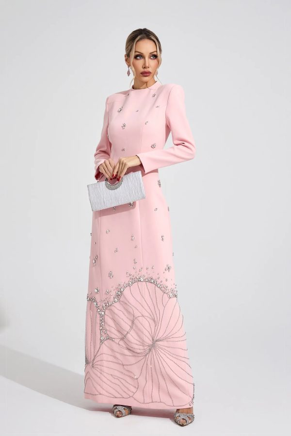 persephone diamond embellished maxi dress in pink 12