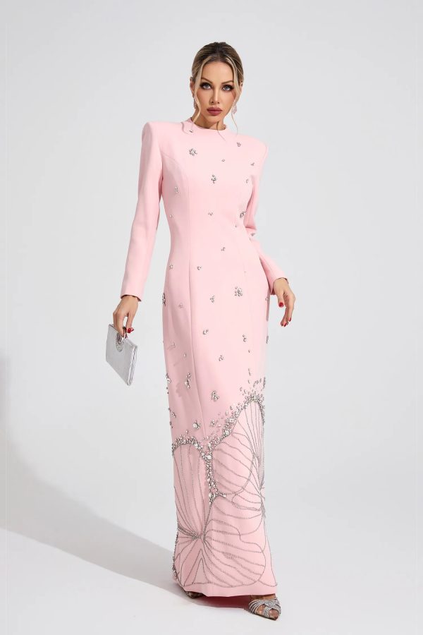 persephone diamond embellished maxi dress in pink 13