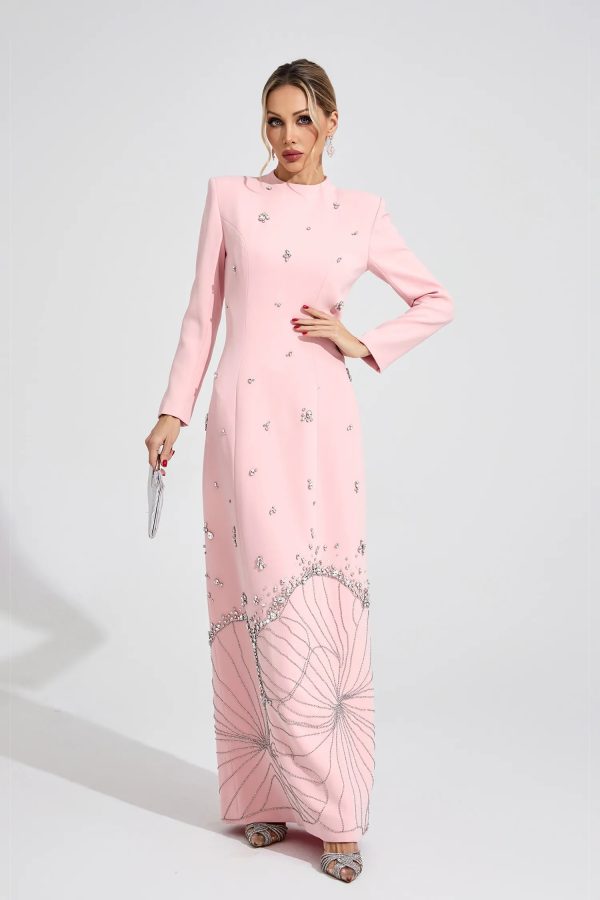 persephone diamond embellished maxi dress in pink 14