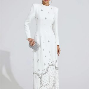 persephone diamond embellished maxi dress in white 11