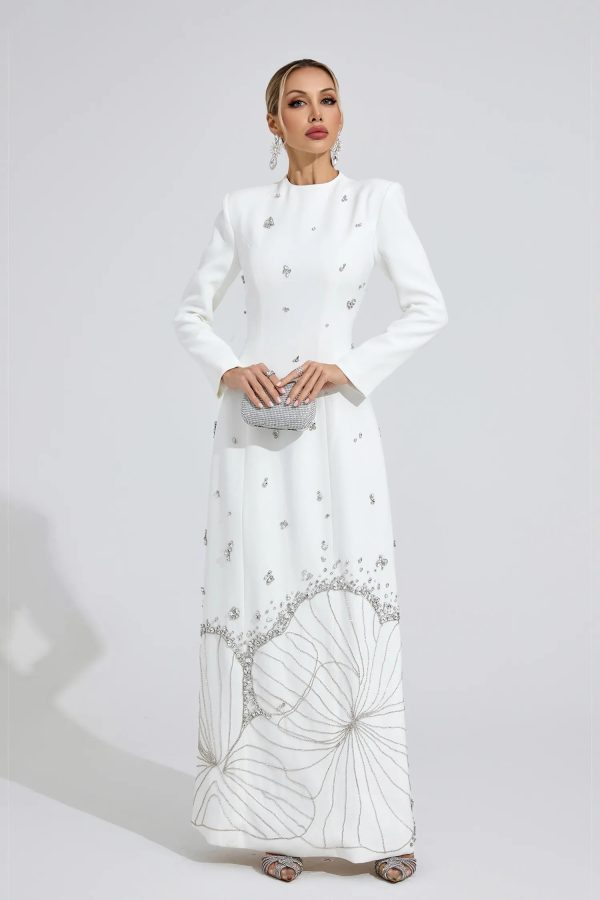 persephone diamond embellished maxi dress in white 12