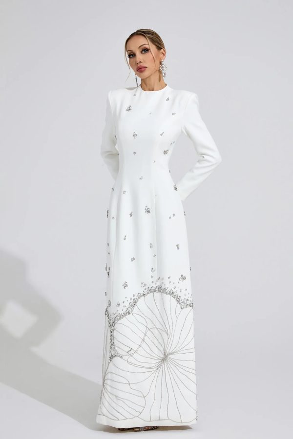 persephone diamond embellished maxi dress in white 14