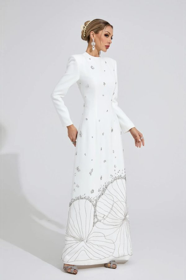 persephone diamond embellished maxi dress in white 15