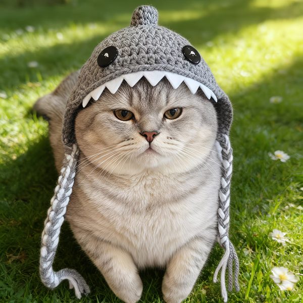 pet knitted shark hat 12