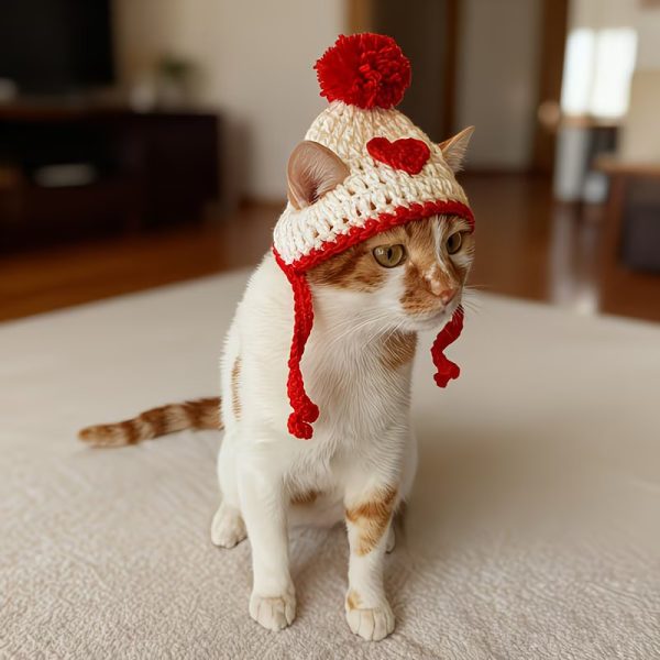 valentine's day hand knitted pet hat 14