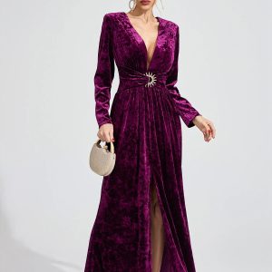 wynne purple velvet maxi dress 11