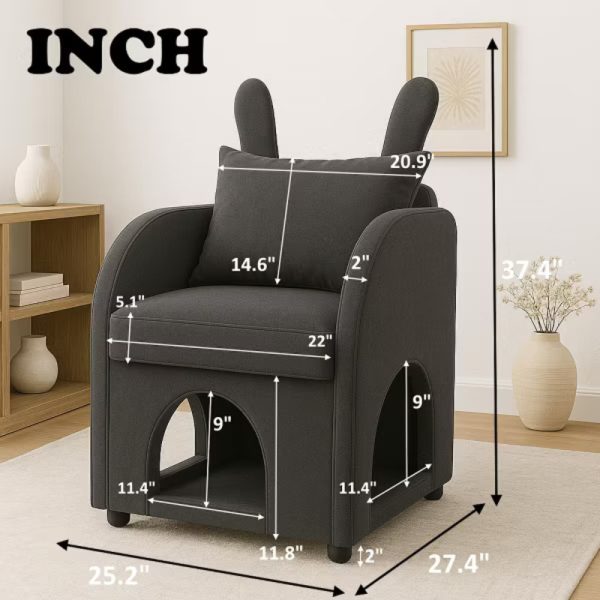 2 in 1 rabbit ear style armchair pet bed 21