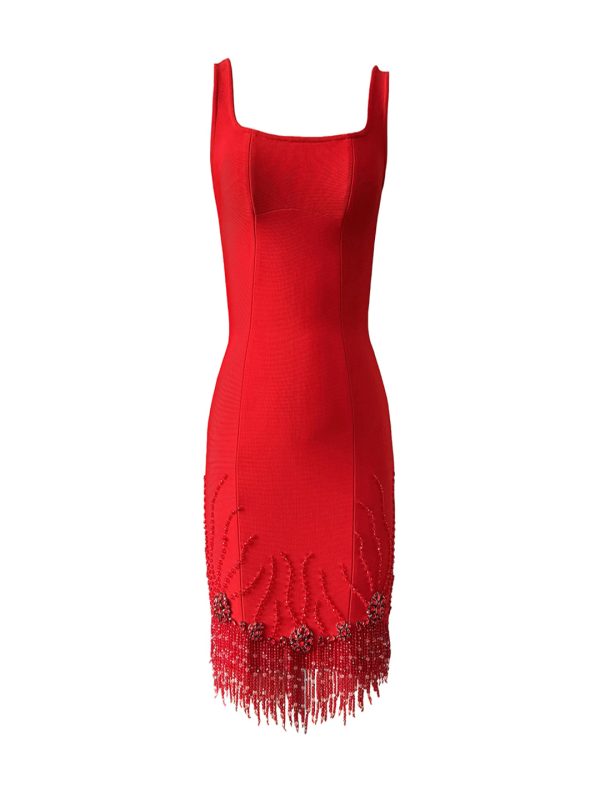 aklera crystal fringe bandage mini dress 18