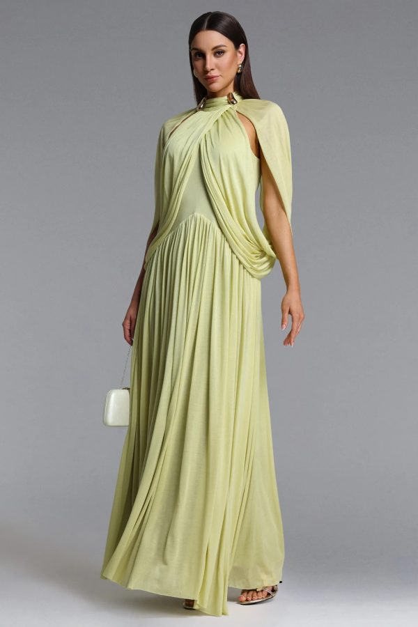 beryndor bat sleeve draped maxi dress in green 15