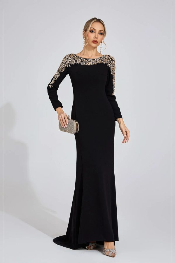 carys black gold shoulder maxi dress 12