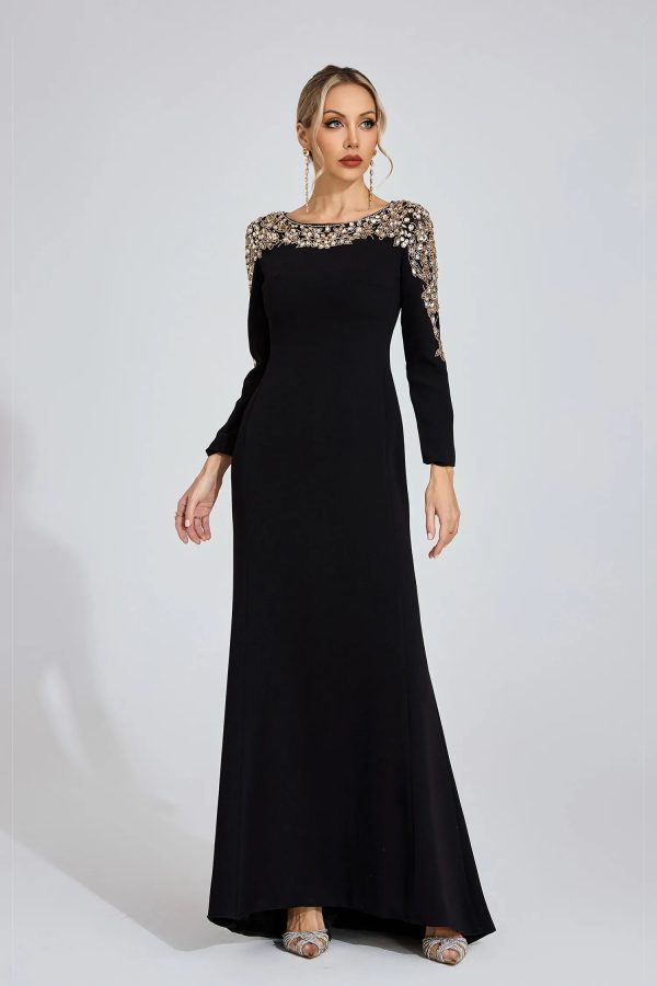 carys black gold shoulder maxi dress 15