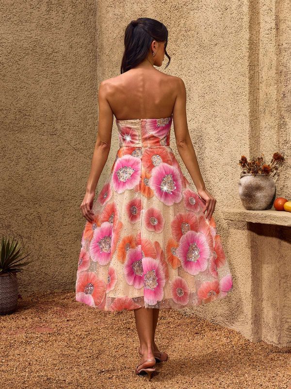 charna strapless floral rhinestone midi dress 16