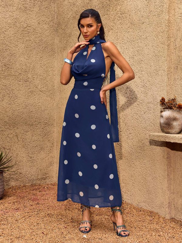 chelo cowl neck dot maxi dress 13