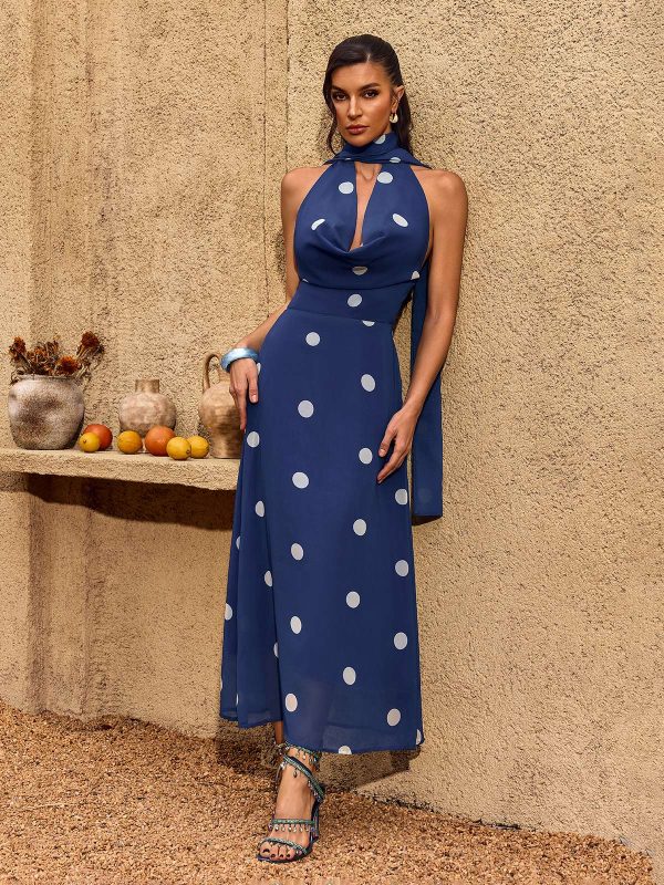 chelo cowl neck dot maxi dress 15