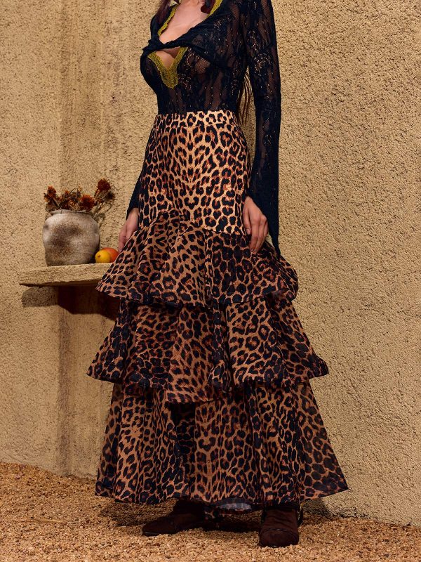 cherene leopard tiered skirt 15