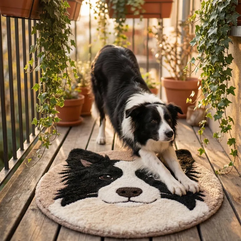 custom personalized pet portrait floor rug 11