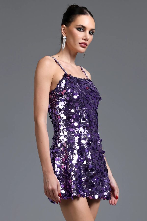 delilah sequin mini dress in purple 14