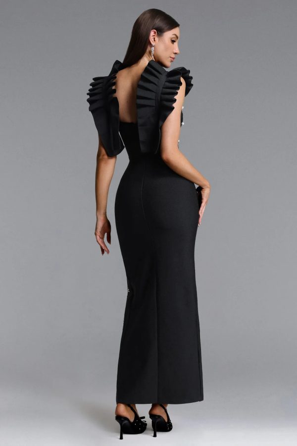 diliro pleated strap rhinestone bandage maxi dress 16