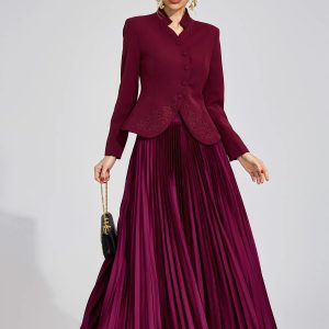 dorothea embroidered two piece set in wine red 11