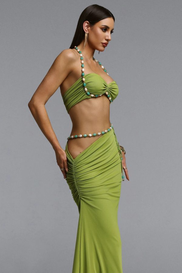 eryna halterneck ruched skirt set in green 20