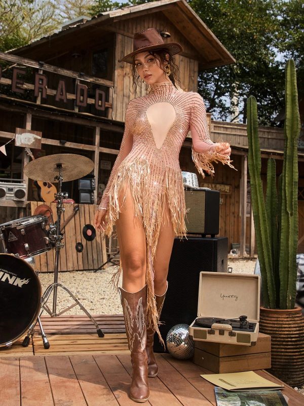 farnyx rhinestone fringe mini dress 15