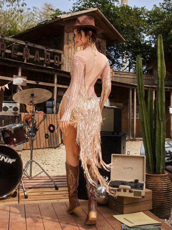 farnyx rhinestone fringe mini dress 16