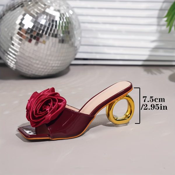 fashion elegant floral satin bow metallic heel sandals 15