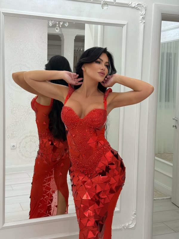 finnegan sleeveless rhinestone maxi dress in red 14