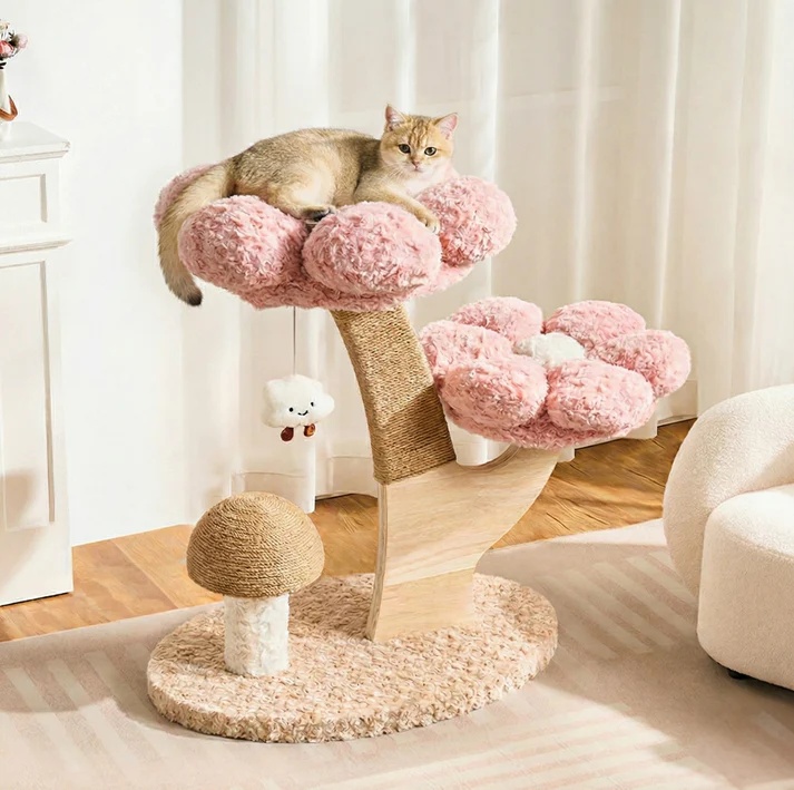 flower series cat tree – pink bloom (2 platforms) 11