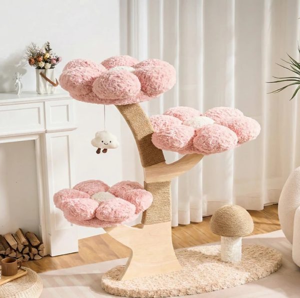 flower series cat tree – pink bloom (3 platforms) 12