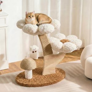flower series cat tree – white bloom (2 platforms) 11