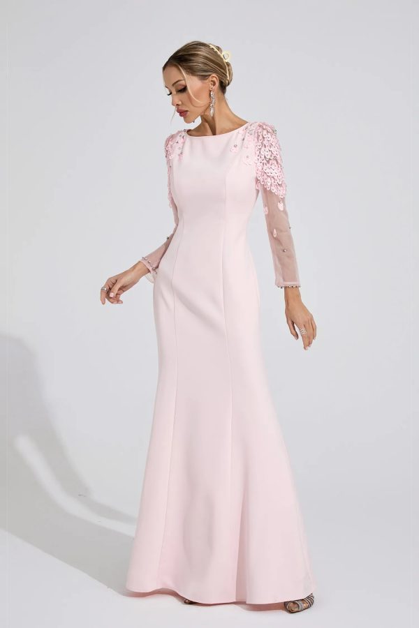 gwenllian pink sequined maxi dress 15