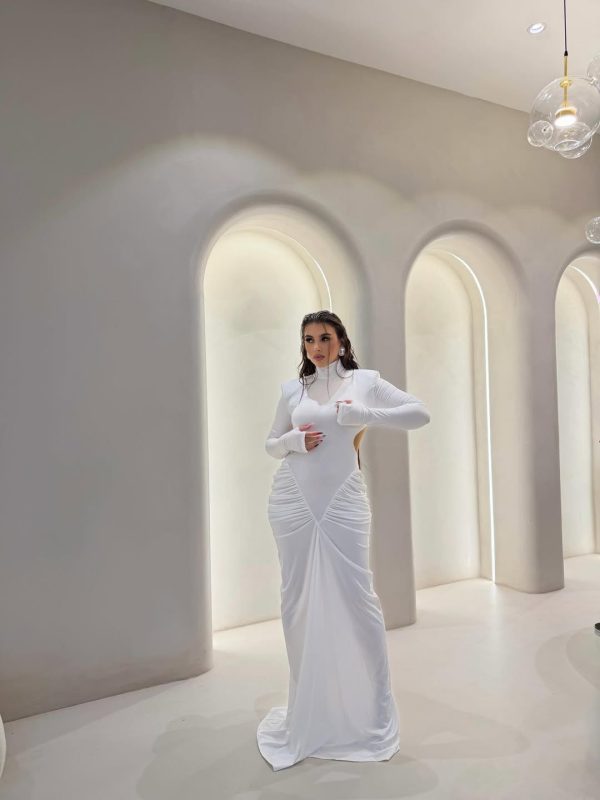 gwydion high neck ruched maxi dress 28