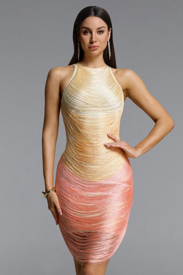 kimala sleeveless gradient fringe bandage mini dress 12