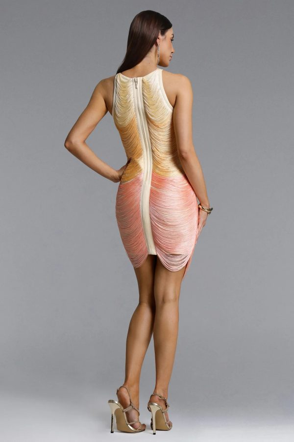kimala sleeveless gradient fringe bandage mini dress 16