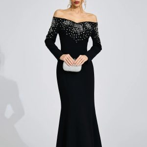 lowri black off shoulder maxi dress 11