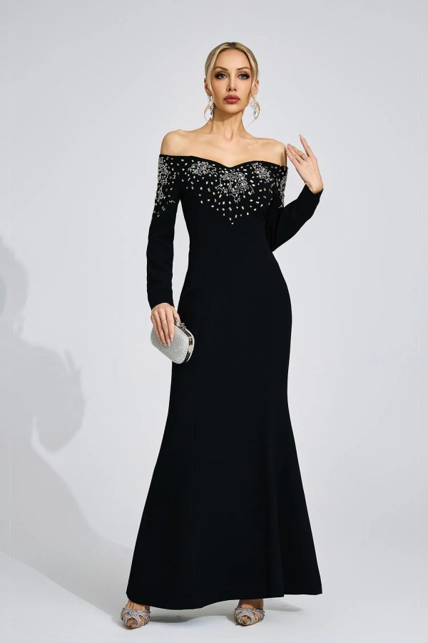 lowri black off shoulder maxi dress 12