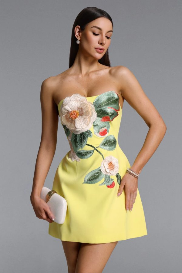 olaniyi strapless flower embroidered mini dress 12