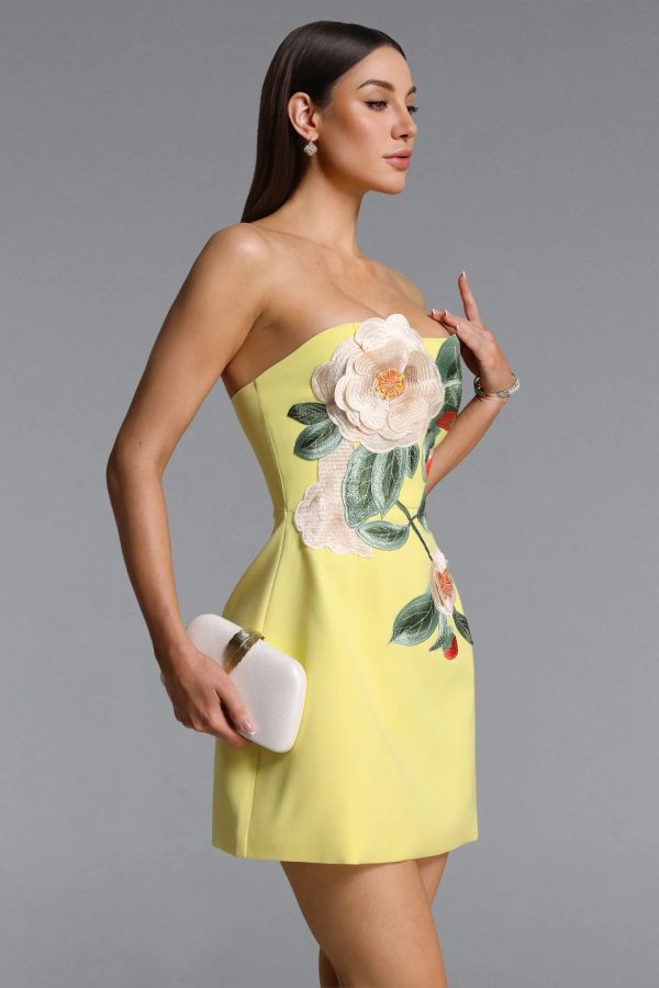 olaniyi strapless flower embroidered mini dress 15