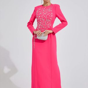 ombrie coral red diamond maxi dress 11
