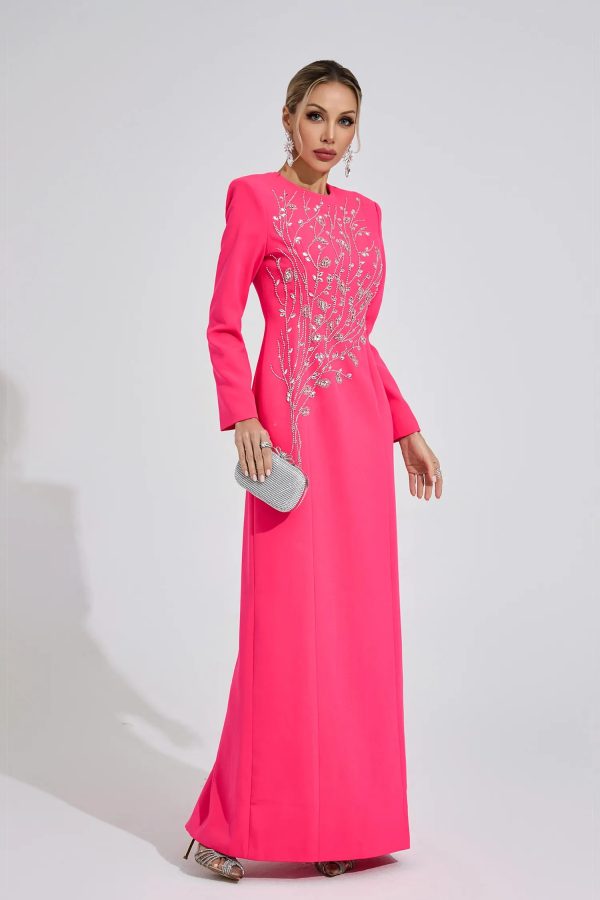 ombrie coral red diamond maxi dress 12
