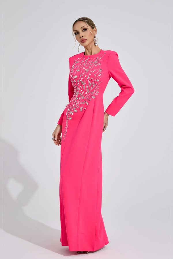 ombrie coral red diamond maxi dress 13