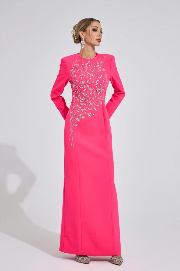 ombrie coral red diamond maxi dress 15